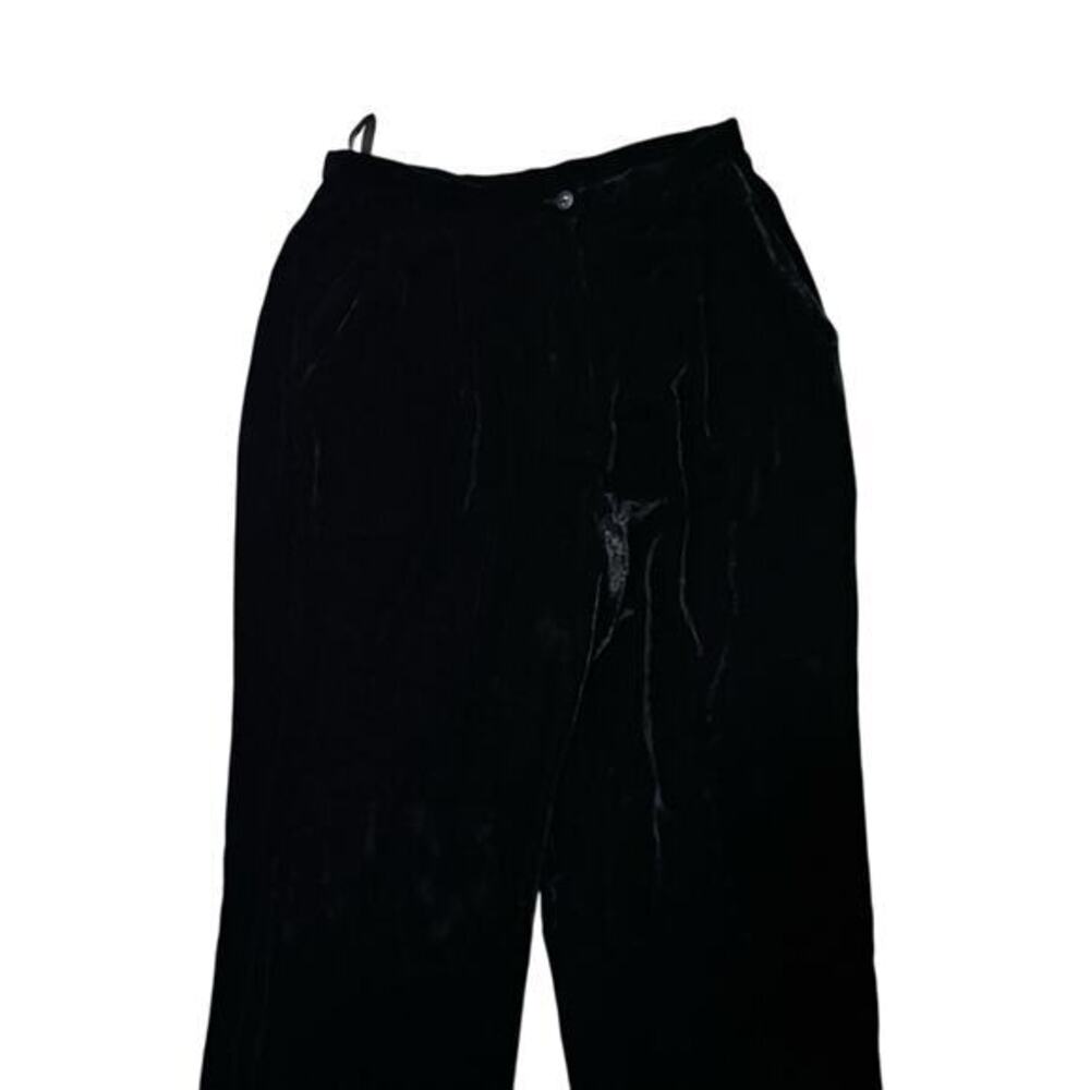 Anne Klein II Velvet Pants Black Wide Leg Trousers Womens 10 Quiet Luxury - Picture 2 of 7